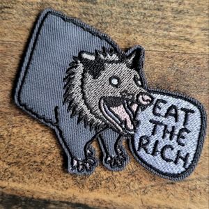 Eat The Rich Opossum Embroidered Iron on Patch
